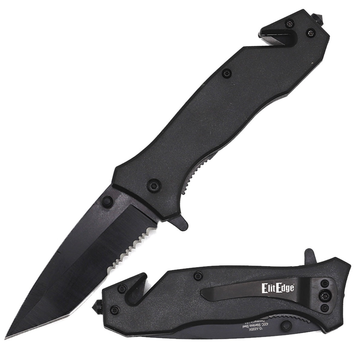 Black Tactical Spring Assisted Folding Knife